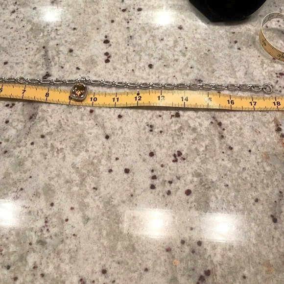 Sterling Silver 18”, wide link chain w citrine pendant. EUC. As is. See images - Picture 10 of 14